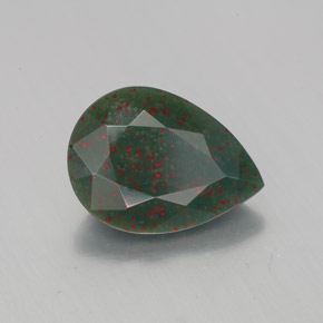 1.86 ct Green Bloodstone Stone, Natural Bloodstone in Pear Facet Shape for Sale
