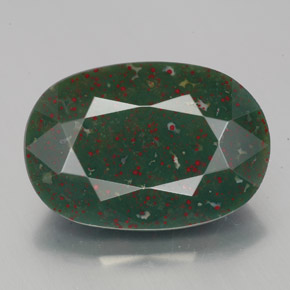 7.58 ct Green Bloodstone Gemstone, Bloodstone Gem in Oval Facet Shape for Sale.