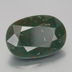 7.58 ct Green Bloodstone Stone, Natural Bloodstone in Oval Facet Shape for Sale