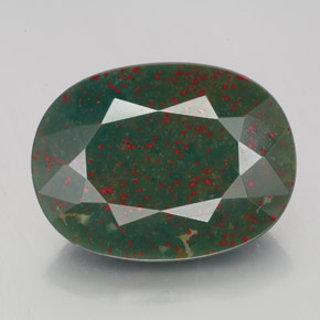 7.84 ct Green Bloodstone Gemstone, Bloodstone Gem in Oval Facet Shape for Sale.