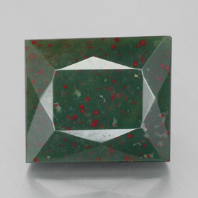 4.91 ct Green Bloodstone Gemstone, Bloodstone Gem in Baguette / Scissor Cut Shape for Sale.
