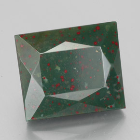 4.91 ct Green Bloodstone Stone, Natural Bloodstone in Baguette / Scissor Cut Shape for Sale