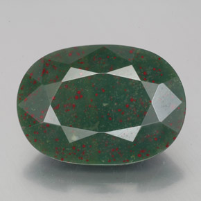 7.00 ct Green Bloodstone Gemstone, Bloodstone Gem in Oval Facet Shape for Sale.