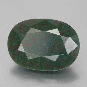 7.00 ct Green Bloodstone Stone, Natural Bloodstone in Oval Facet Shape for Sale