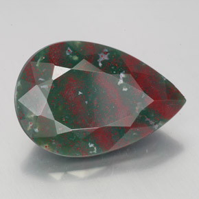 7.95 ct Green Bloodstone Stone, Natural Bloodstone in Pear Facet Shape for Sale