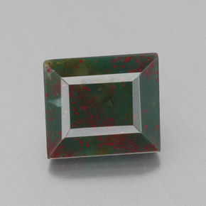 1.23 ct Green Bloodstone Gemstone, Bloodstone Gem in Baguette Facet Shape for Sale.