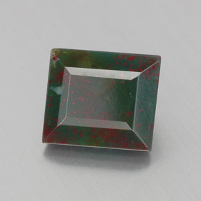 1.23 ct Green Bloodstone Stone, Natural Bloodstone in Baguette Facet Shape for Sale