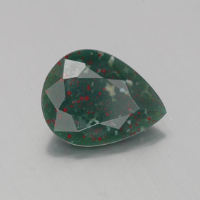 1.59 ct Green Bloodstone Stone, Natural Bloodstone in Pear Facet Shape for Sale