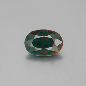 1.26 ct Green Bloodstone Gemstone, Bloodstone Gem in Oval Facet Shape for Sale.