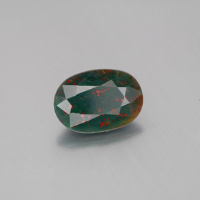 1.26 ct Green Bloodstone Stone, Natural Bloodstone in Oval Facet Shape for Sale