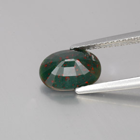 Bloodstone Gemstone in 9.1 x 6.4 mm Size for Sale, Bloodstone Stone in Spotted Green Color
