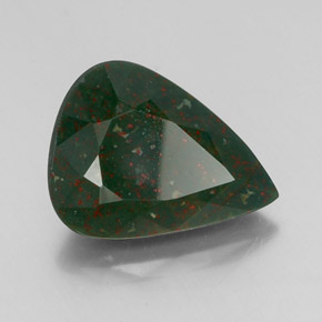 13.69 ct Green Bloodstone Stone, Natural Bloodstone in Pear Facet Shape for Sale
