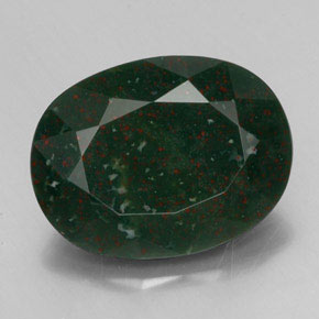 22.02 ct Green Bloodstone Gemstone, Bloodstone Gem in Oval Facet Shape for Sale.