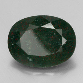 22.02 ct Green Bloodstone Stone, Natural Bloodstone in Oval Facet Shape for Sale