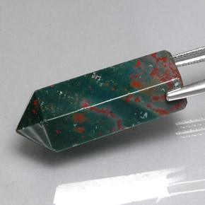Bloodstone Gemstone in 23.6 x 9.9 mm Size for Sale, Bloodstone Stone in Spotted Green Color