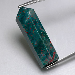 17.46 ct Green Bloodstone Gemstone, Bloodstone Gem in Pencil Shape for Sale.