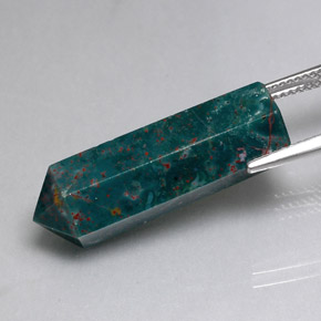 Bloodstone Gemstone in 26.9 x 9.4 mm Size for Sale, Bloodstone Stone in Spotted Green Color