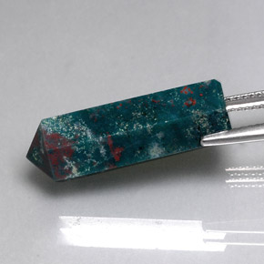 Bloodstone Gemstone in 24.2 x 8.4 mm Size for Sale, Bloodstone Stone in Spotted Green Color