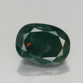 7.77 ct Green Bloodstone Gemstone, Bloodstone Gem in Oval Facet Shape for Sale.