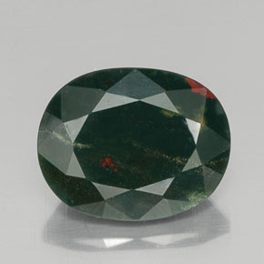 9.13 ct Green Bloodstone Gemstone, Bloodstone Gem in Oval Facet Shape for Sale.