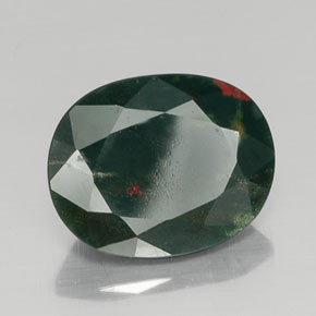 9.13 ct Green Bloodstone Stone, Natural Bloodstone in Oval Facet Shape for Sale