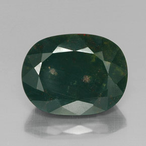 13.81 ct Green Bloodstone Gemstone, Bloodstone Gem in Oval Facet Shape for Sale.