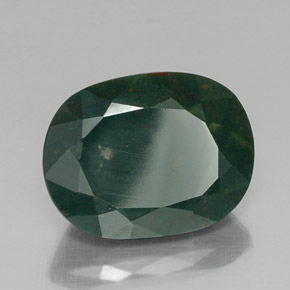 13.81 ct Green Bloodstone Stone, Natural Bloodstone in Oval Facet Shape for Sale