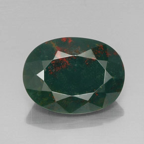11.22 ct Green Bloodstone Gemstone, Bloodstone Gem in Oval Facet Shape for Sale.