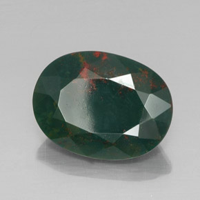11.22 ct Green Bloodstone Stone, Natural Bloodstone in Oval Facet Shape for Sale