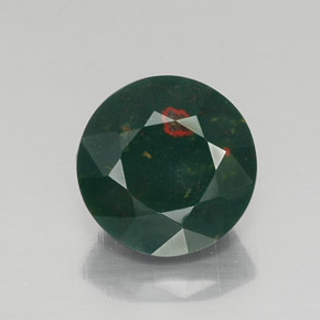 6.91 ct Green Bloodstone Gemstone, Bloodstone Gem in Round Facet Shape for Sale.