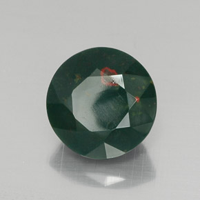 6.91 ct Green Bloodstone Stone, Natural Bloodstone in Round Facet Shape for Sale