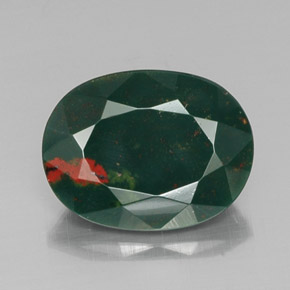 9.15 ct Green Bloodstone Gemstone, Bloodstone Gem in Oval Facet Shape for Sale.