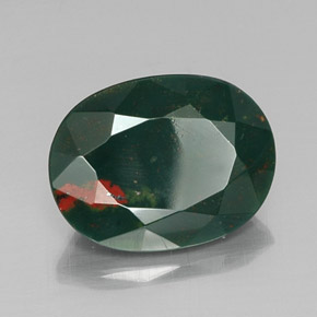 9.15 ct Green Bloodstone Stone, Natural Bloodstone in Oval Facet Shape for Sale
