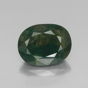 10.65 ct Green Bloodstone Gemstone, Bloodstone Gem in Oval Facet Shape for Sale.