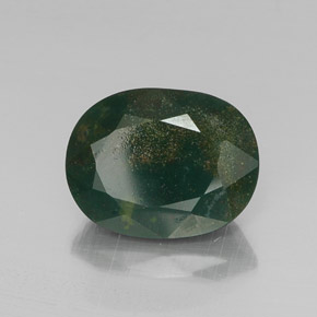 10.65 ct Green Bloodstone Stone, Natural Bloodstone in Oval Facet Shape for Sale