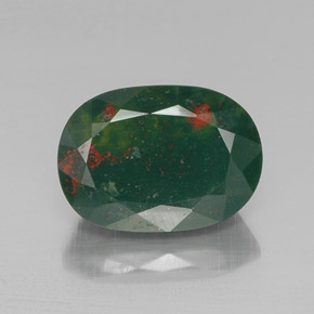 13.01 ct Green Bloodstone Gemstone, Bloodstone Gem in Oval Facet Shape for Sale.