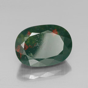 13.01 ct Green Bloodstone Stone, Natural Bloodstone in Oval Facet Shape for Sale
