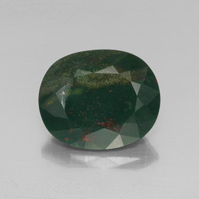 11.22 ct Green Bloodstone Gemstone, Bloodstone Gem in Oval Facet Shape for Sale.
