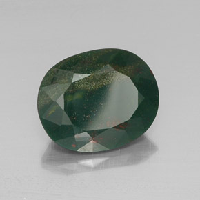 11.22 ct Green Bloodstone Stone, Natural Bloodstone in Oval Facet Shape for Sale