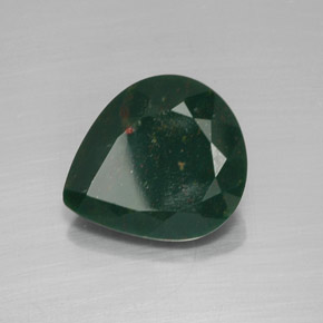 8.69 ct Green Bloodstone Stone, Natural Bloodstone in Pear Facet Shape for Sale