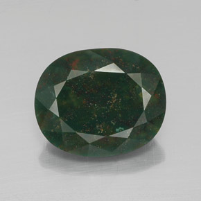 13.20 ct Green Bloodstone Gemstone, Bloodstone Gem in Oval Facet Shape for Sale.