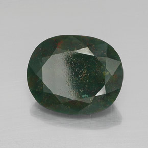 13.20 ct Green Bloodstone Stone, Natural Bloodstone in Oval Facet Shape for Sale