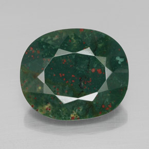 18.51 ct Green Bloodstone Gemstone, Bloodstone Gem in Oval Facet Shape for Sale.
