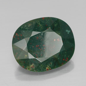 18.51 ct Green Bloodstone Stone, Natural Bloodstone in Oval Facet Shape for Sale