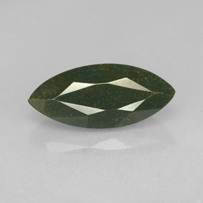 2.56 ct Green Bloodstone Gemstone, Bloodstone Gem in Marquise Facet Shape for Sale.
