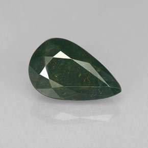 3.18 ct Green Bloodstone Gemstone, Bloodstone Gem in Pear Facet Shape for Sale.