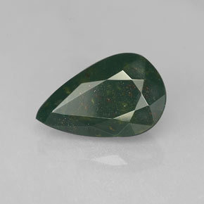 3.18 ct Green Bloodstone Stone, Natural Bloodstone in Pear Facet Shape for Sale