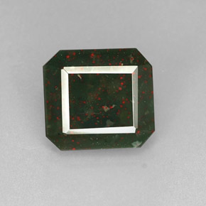 4.90 ct Green Bloodstone Gemstone, Bloodstone Gem in Octagon Facet Shape for Sale.