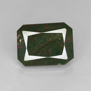 8.69 ct Green Bloodstone Gemstone, Bloodstone Gem in Octagon / Scissor Cut Shape for Sale.