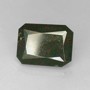 8.69 ct Green Bloodstone Stone, Natural Bloodstone in Octagon / Scissor Cut Shape for Sale